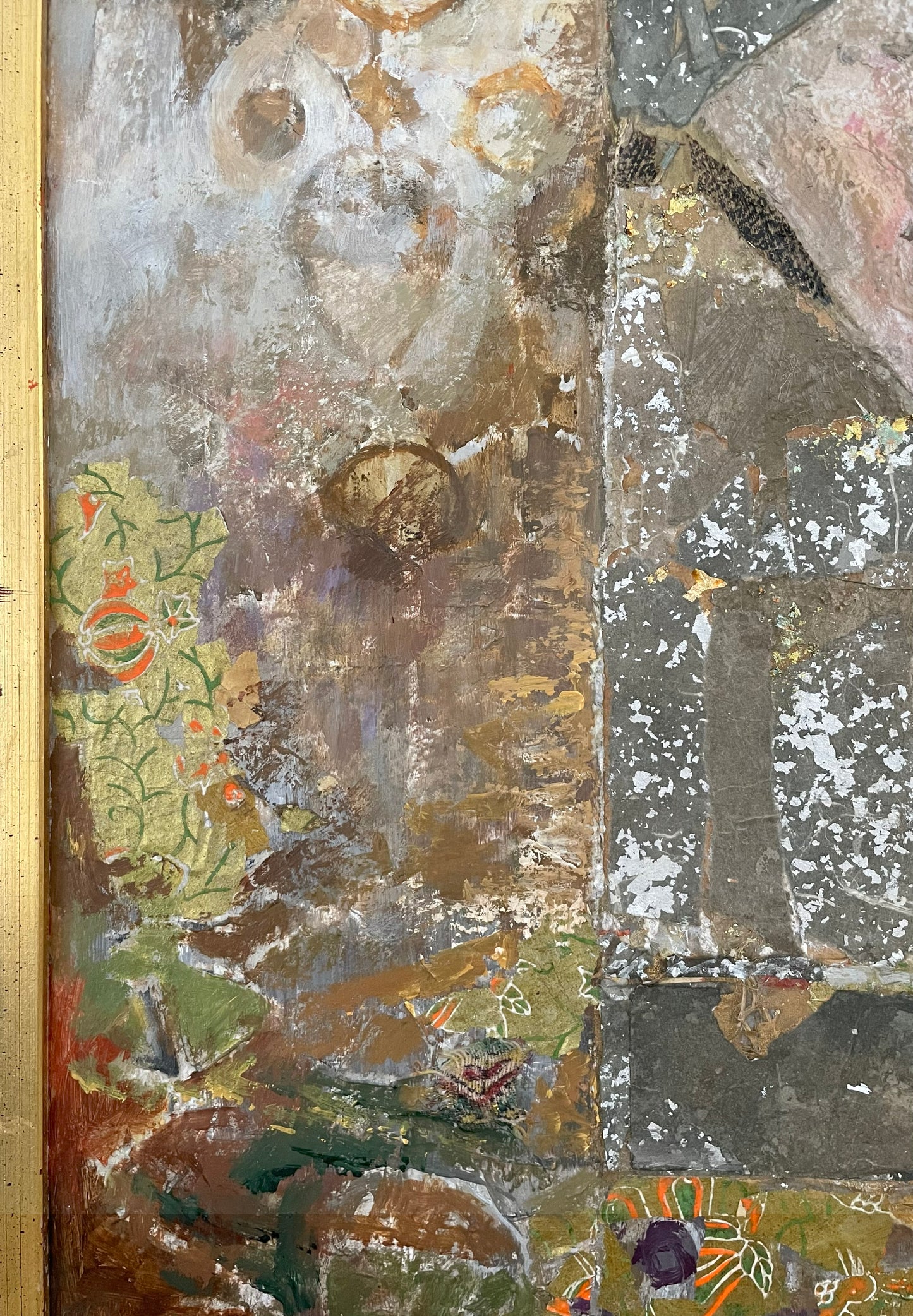 Fragment of an old painting with visible wear and tear