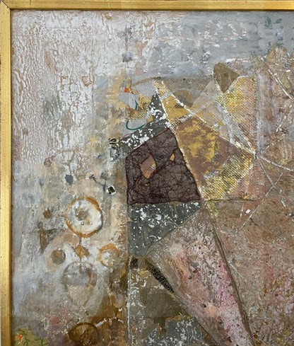 Abstract artwork with textured surface and gold frame