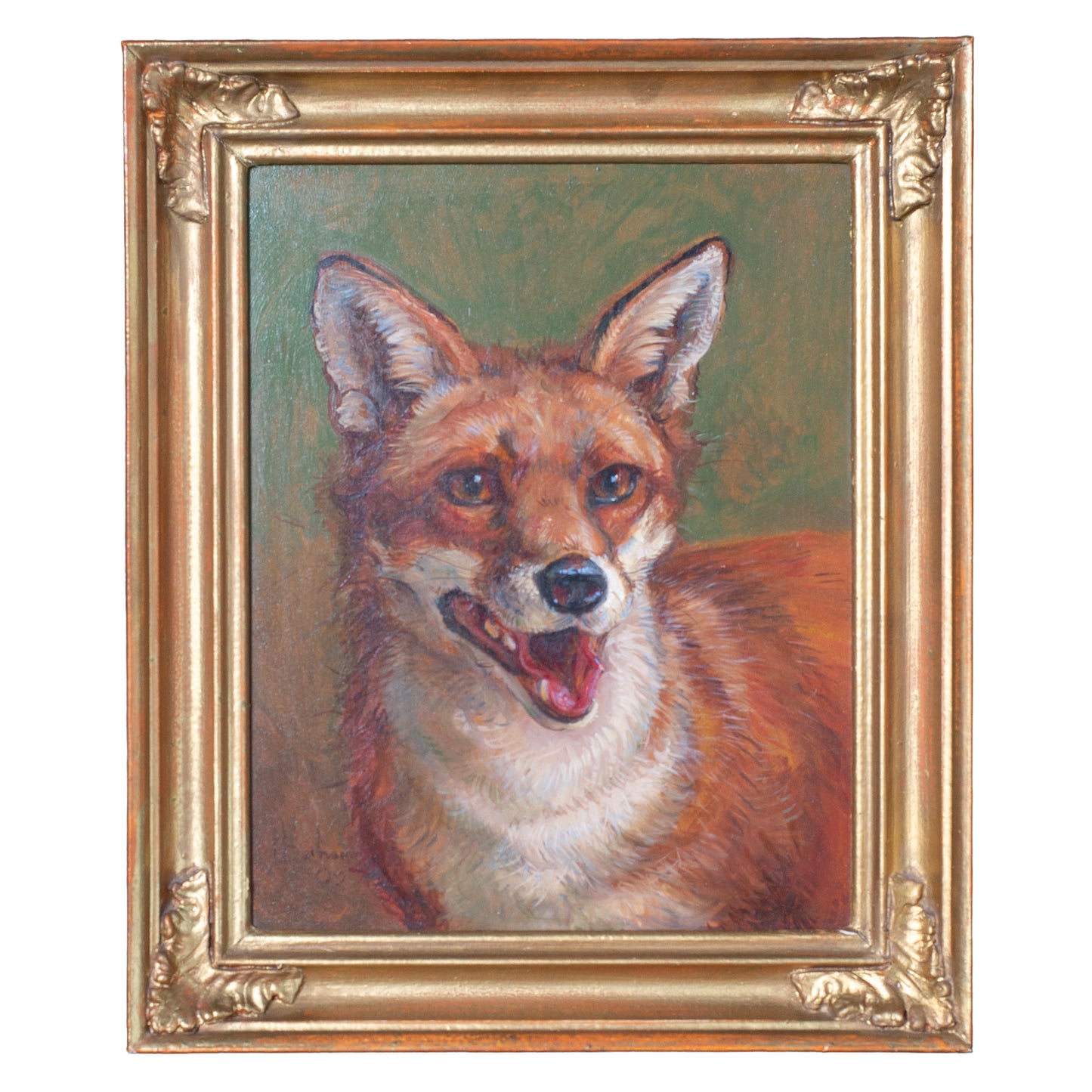 Painting of a fox in a gold frame