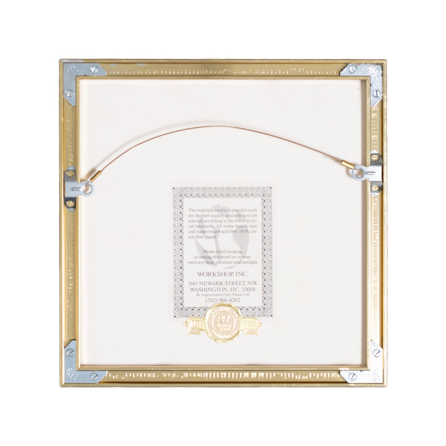 Decorative gold and silver frame with a certificate inside on a white background