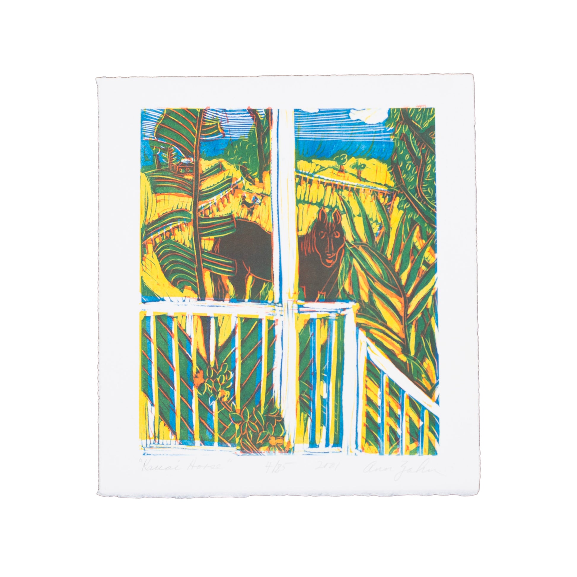 Art print of horse in field. 