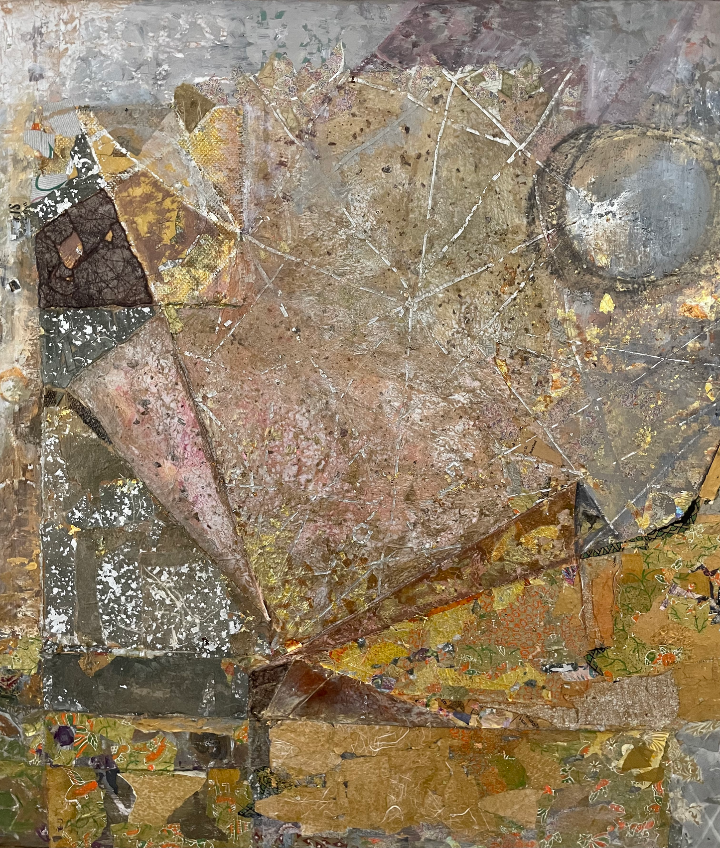 Abstract art piece with various textures and colors