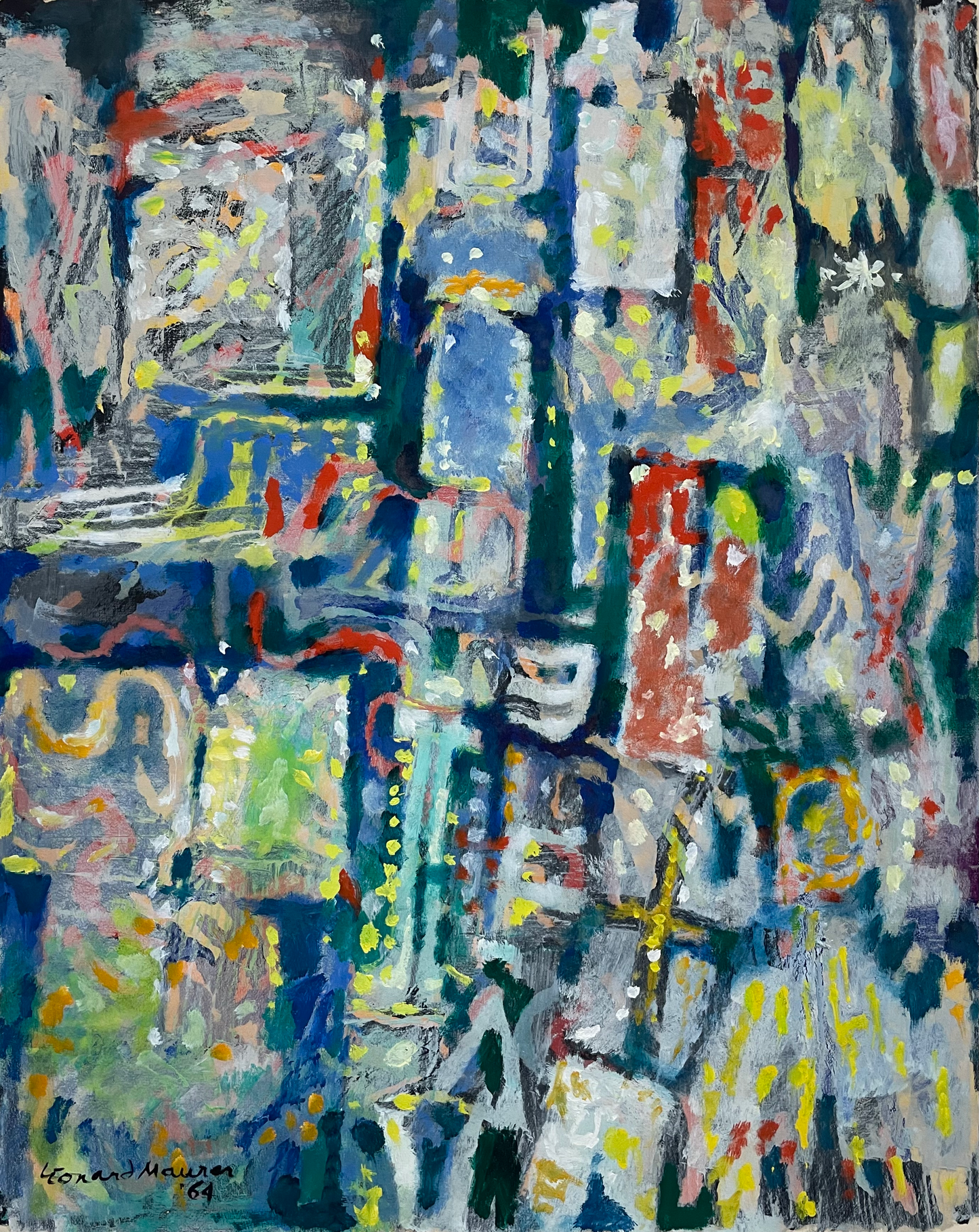 Abstract painting with a variety of colors and shapes