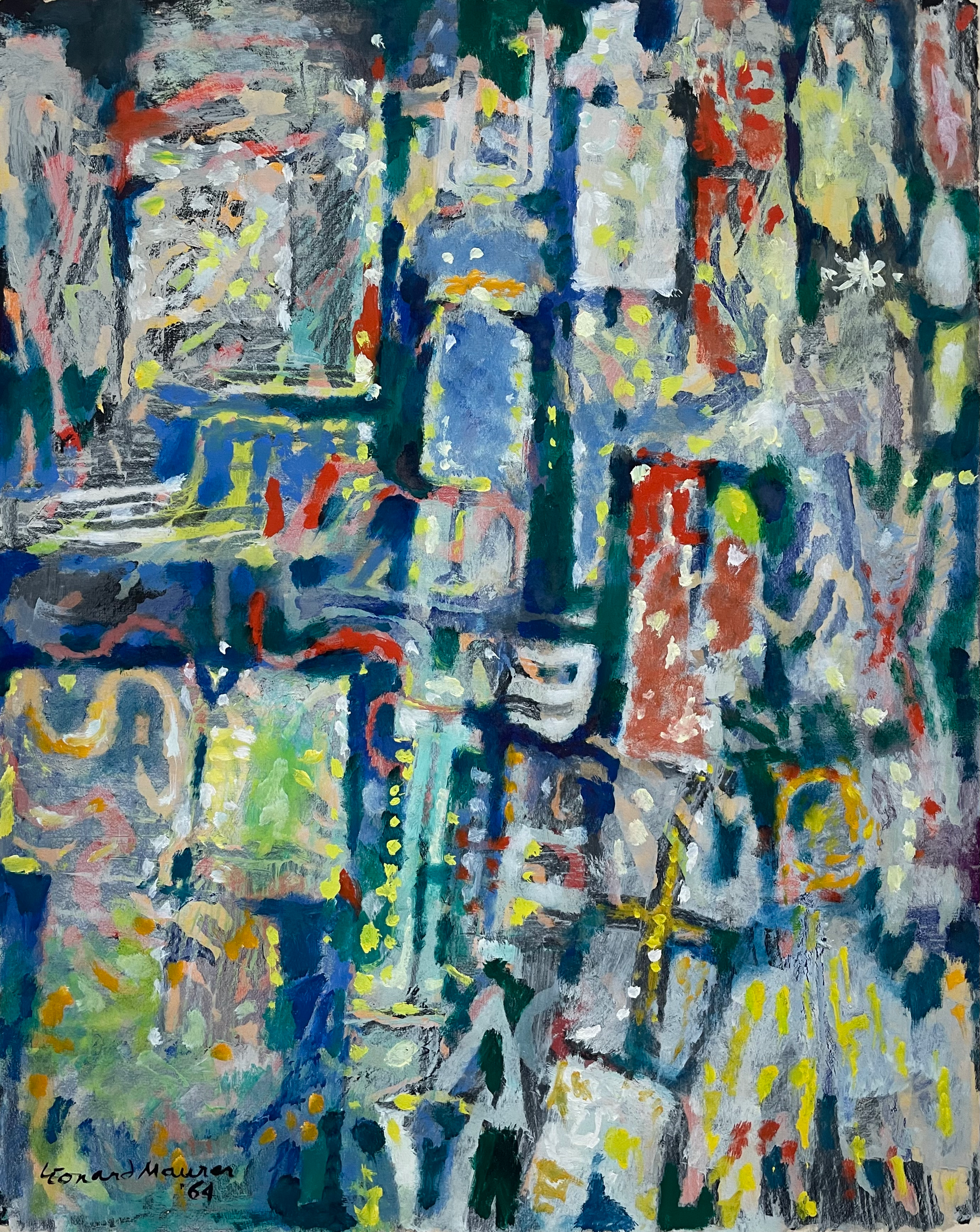 Abstract painting with a variety of colors and shapes