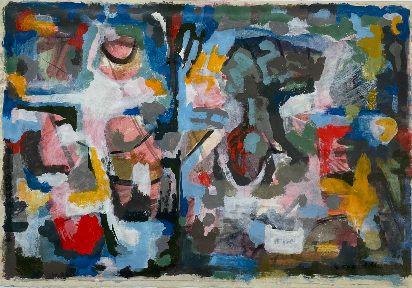 Abstract painting with a variety of colors and shapes