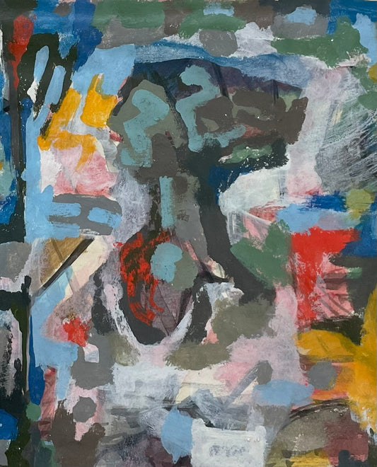 Abstract artwork with a mix of colors and shapes